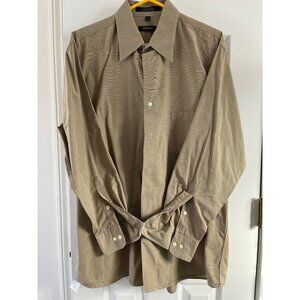 Vtg DKNY Men's Dress Shirt in Tan 16 1/2" 32-33 Sleeve Made In Guatemala